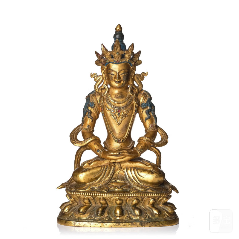 A gilt-bronze figure of Amitayus,